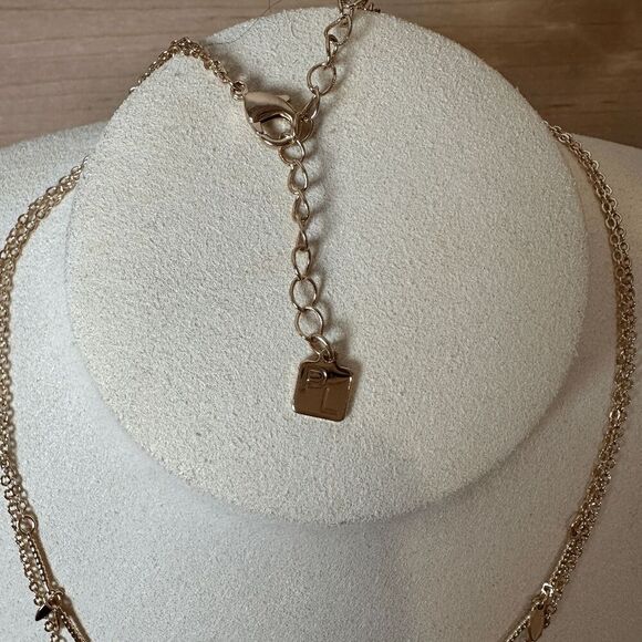 PARK LANE Leaf and Bee Double Layered Goldtone Necklace - Picture 7 of 9